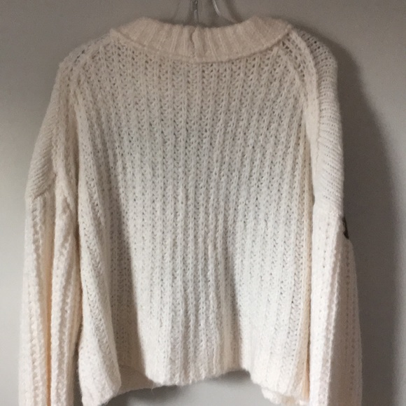 NWT  Free People Alpine Crop Mock Neck Chunky Knit Sweater Snowy Forest new M - Picture 12 of 12